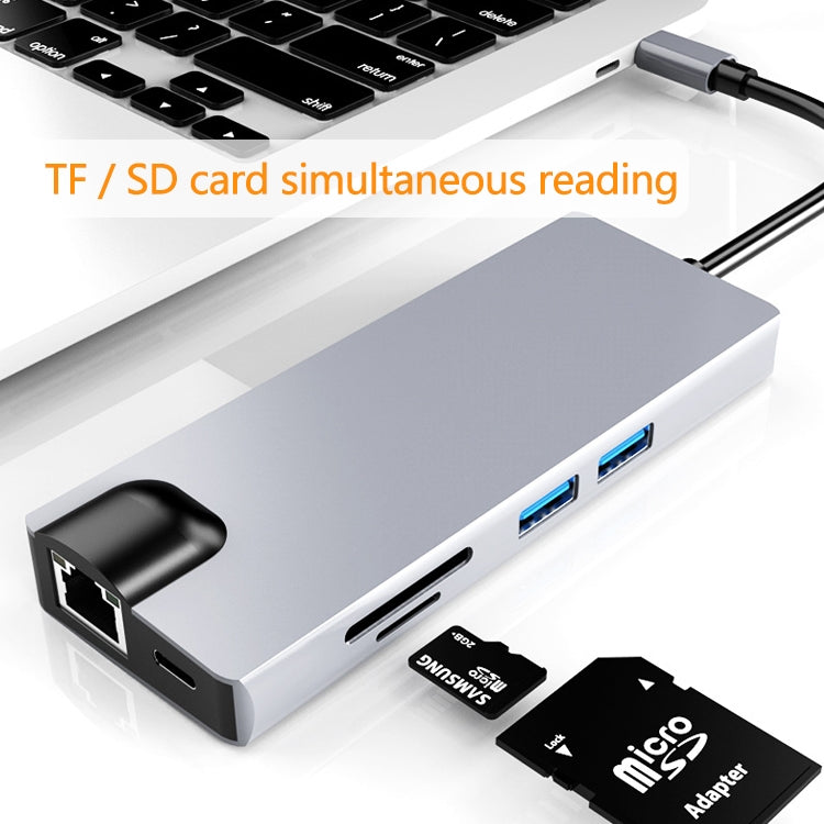 Lisslune | HW-TC12 8 In 1 Type-C / USB-C Multifunctional Expansion HUB Adapter Hdmi / Vga Hub Card Reader + Network Card