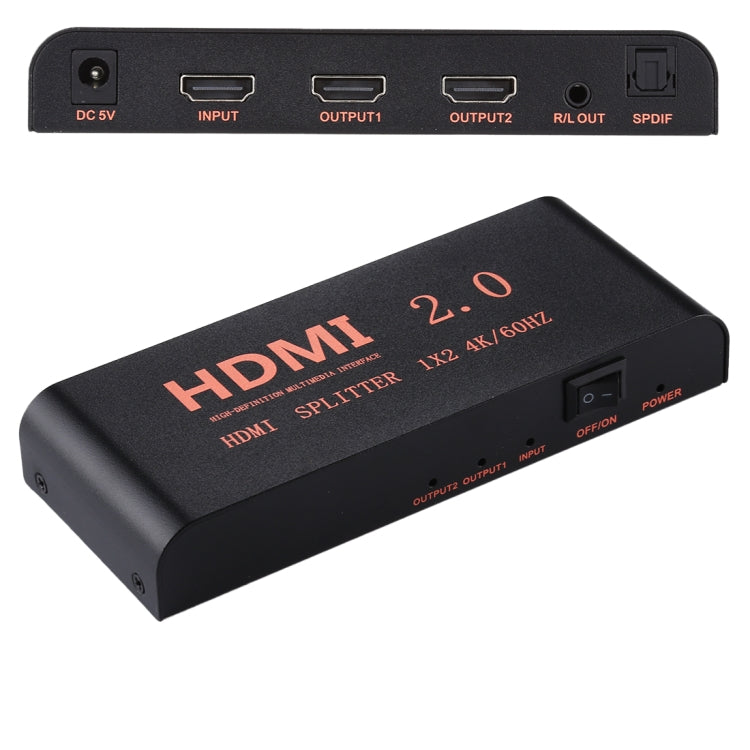 Lisslune | CY-041 1X2 HDMI 2.0 4K/60Hz Splitter, EU plug