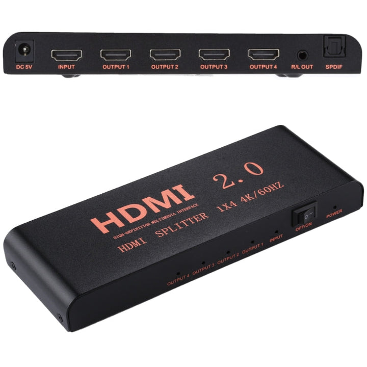 Lisslune | CY-042 1X4 HDMI 2.0 4K/60Hz Splitter, EU Plug