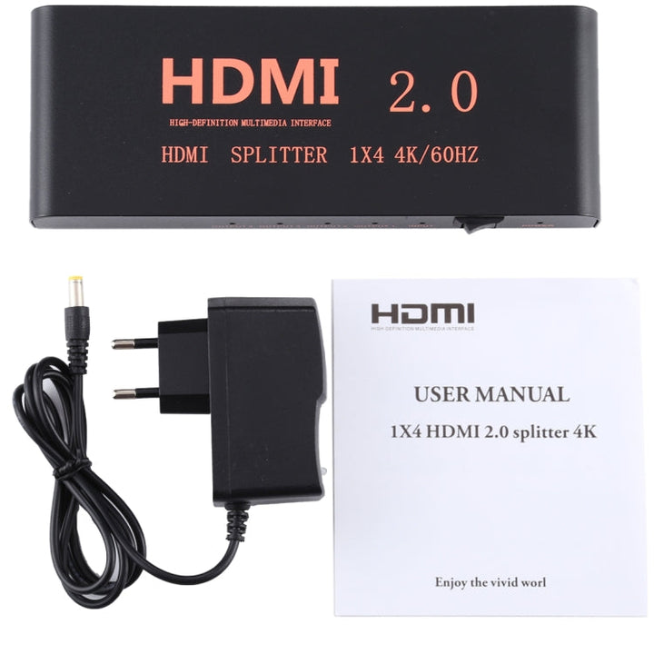 Lisslune | CY-042 1X4 HDMI 2.0 4K/60Hz Splitter, EU Plug