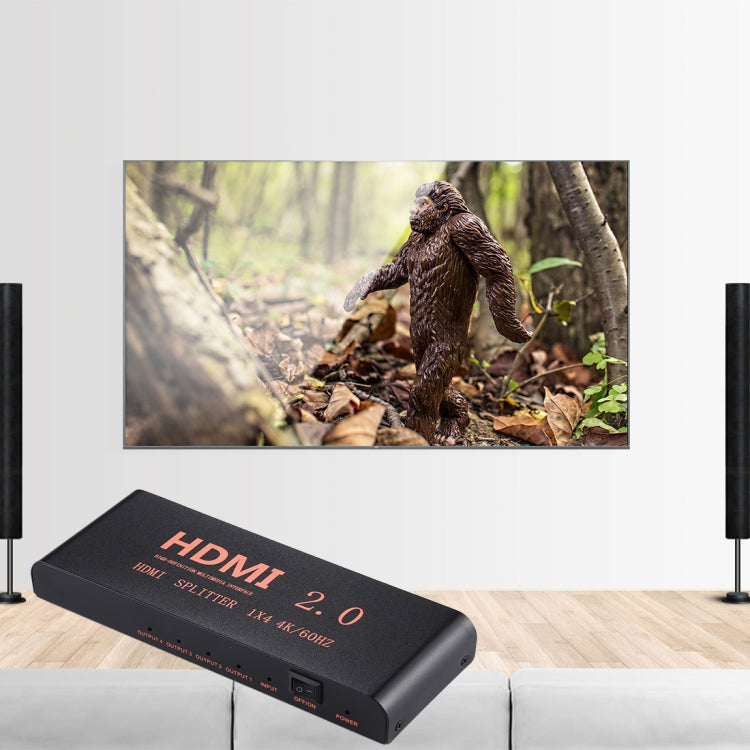 Lisslune | CY-042 1X4 HDMI 2.0 4K/60Hz Splitter, EU Plug