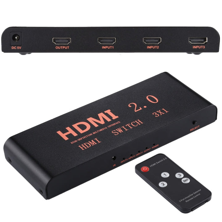 Lisslune | 3X1 4K/60Hz HDMI 2.0 Switch with Remote Control, EU Plug