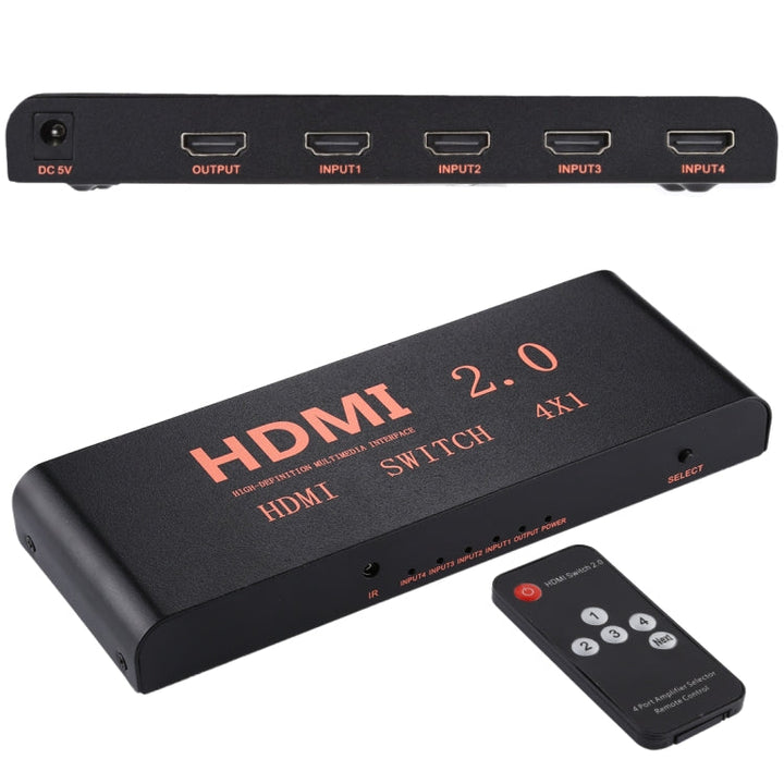 Lisslune | 4X1 4K/60Hz HDMI 2.0 Switch with Remote Control, EU Plug