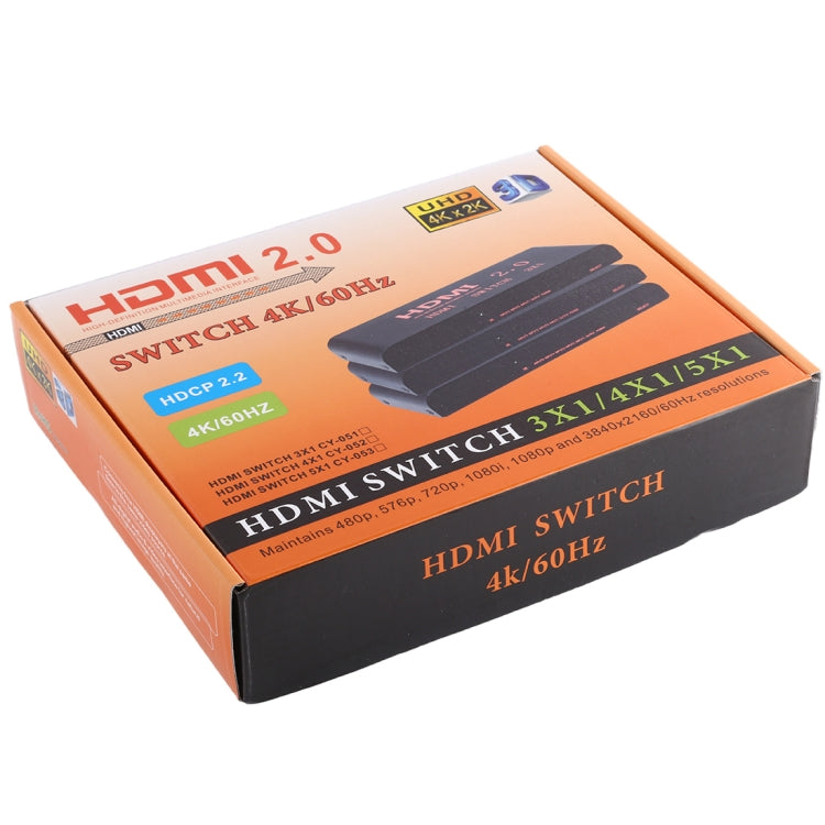 Lisslune | 4X1 4K/60Hz HDMI 2.0 Switch with Remote Control, EU Plug