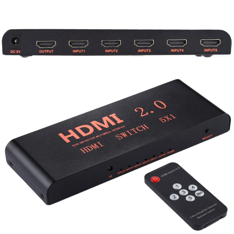 Lisslune | 5X1 4K/60Hz HDMI 2.0 Switch with Remote Control, EU Plug