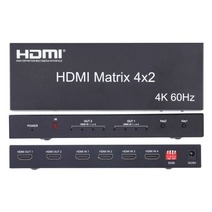 Lisslune | HDMI 4x2 Matrix Switcher / Splitter with remote control, support for ARC / MHL / 4Kx2K / 3D, 4 Ports HDMI input, 2 Ports HDMI output