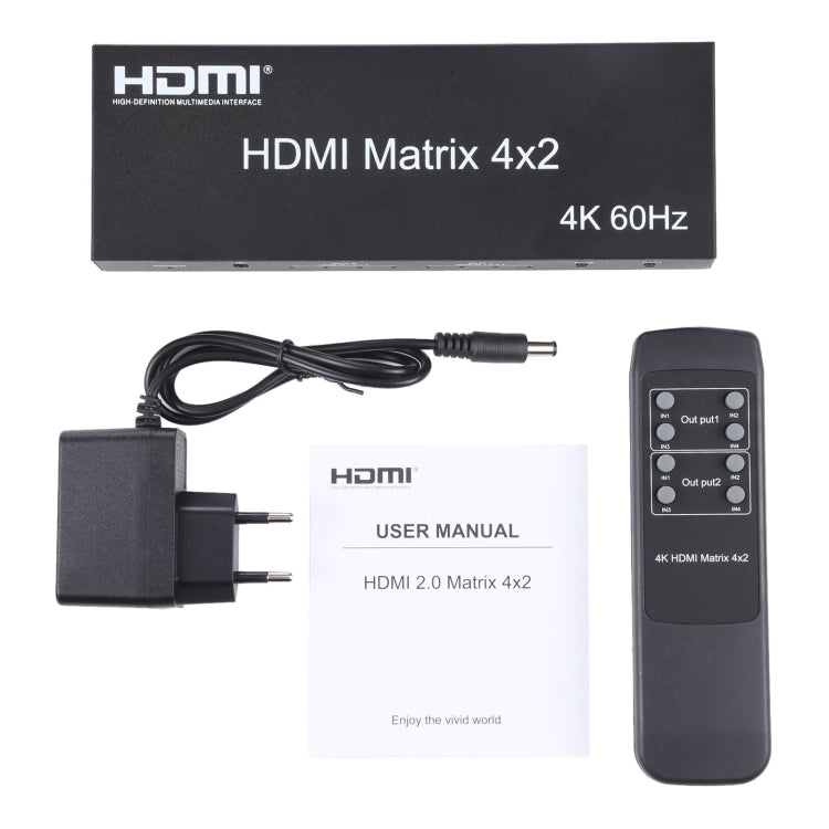 Lisslune | HDMI 4x2 Matrix Switcher / Splitter with remote control, support for ARC / MHL / 4Kx2K / 3D, 4 Ports HDMI input, 2 Ports HDMI output
