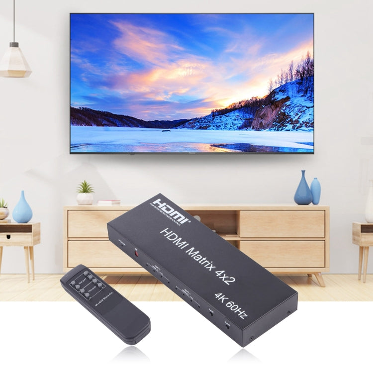 Lisslune | HDMI 4x2 Matrix Switcher / Splitter with remote control, support for ARC / MHL / 4Kx2K / 3D, 4 Ports HDMI input, 2 Ports HDMI output