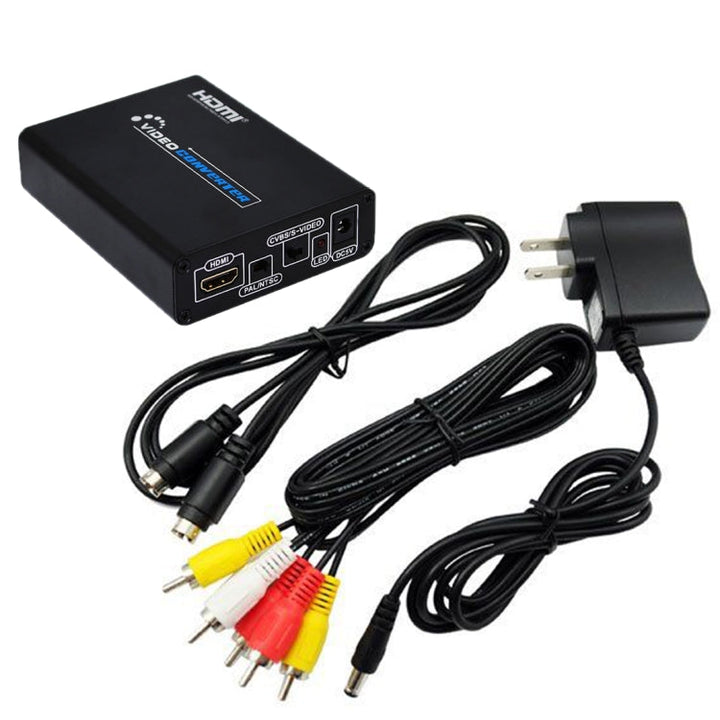 Lisslune | HDMI to Composite / AV S-Video Converter RCA CVBS/L/R Video Converter Adapter, US Plug