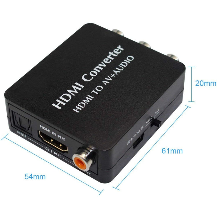 Lisslune | HDMI to AV Audio Converter Support SPDIF Coaxial Audio NTSC PAL Composite Video HDMI to 3RCA Adapter for TV /PC /PS3 / Blue-ray DVD