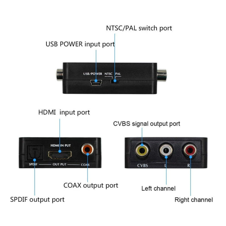 Lisslune | HDMI to AV Audio Converter Support SPDIF Coaxial Audio NTSC PAL Composite Video HDMI to 3RCA Adapter for TV /PC /PS3 / Blue-ray DVD