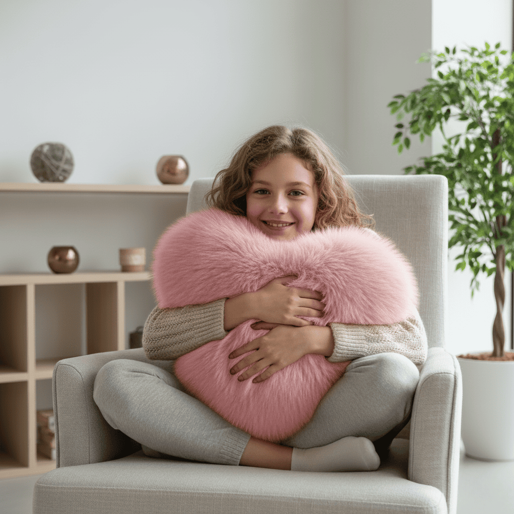Lisslune | Soft decorative cushion in heart shape with plush texture