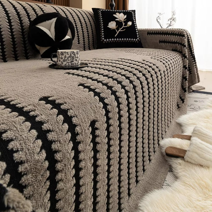 Lisslune | Elegant Plush Sofa Cover with Tufted Details