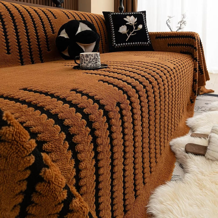 Lisslune | Elegant Plush Sofa Cover with Tufted Details