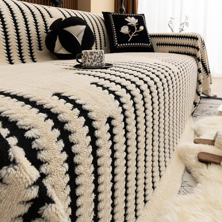 Lisslune | Elegant Plush Sofa Cover with Tufted Details