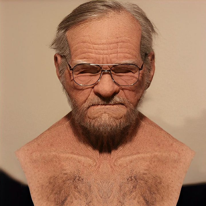 Lisslune | Realistic Old Man Mask – Halloween and Cosplay Latex Mask with Movable Mouth