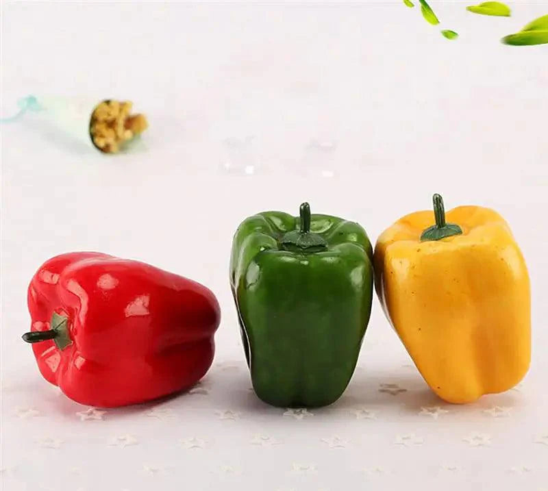 Lisslune | Playful Foam Decorative Peppers - Set of 3 Realistic Artificial Vegetables for Home Styling and Photography