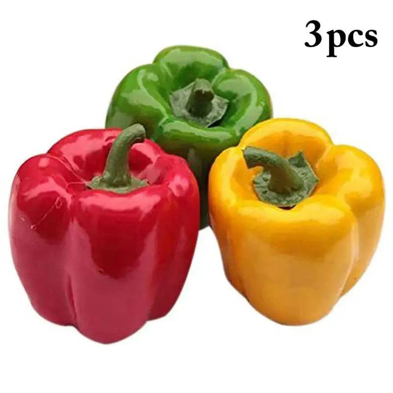 Lisslune | Playful Foam Decorative Peppers - Set of 3 Realistic Artificial Vegetables for Home Styling and Photography