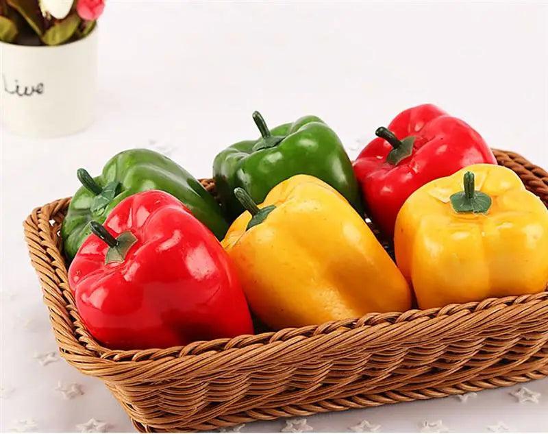 Lisslune | Playful Foam Decorative Peppers - Set of 3 Realistic Artificial Vegetables for Home Styling and Photography