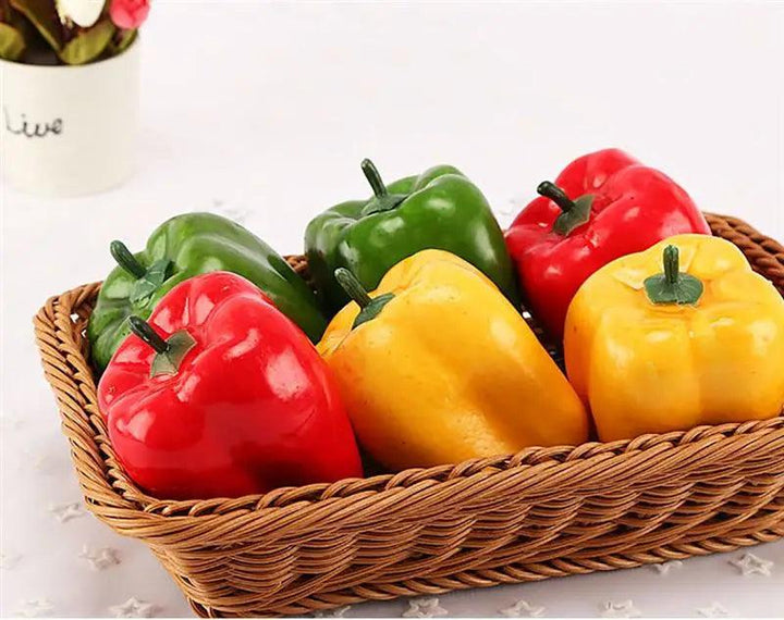 Lisslune | Playful Foam Decorative Peppers - Set of 3 Realistic Artificial Vegetables for Home Styling and Photography