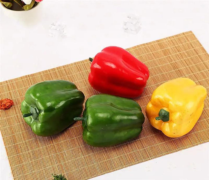 Lisslune | Playful Foam Decorative Peppers - Set of 3 Realistic Artificial Vegetables for Home Styling and Photography
