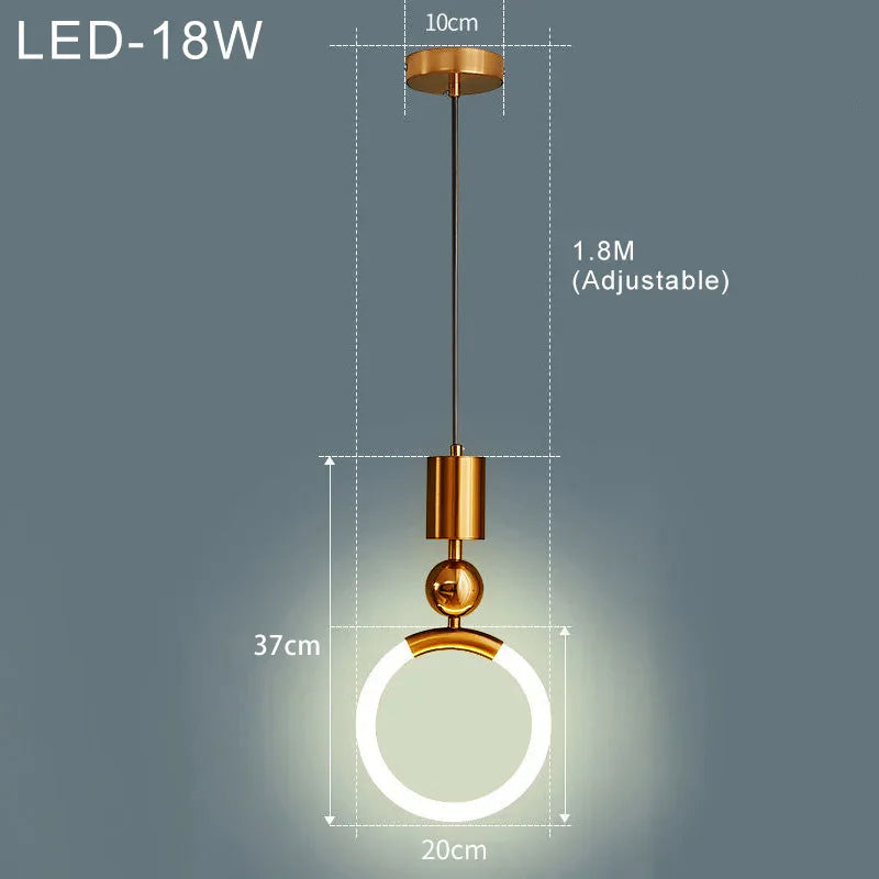 Lisslune | LED Pendant Light Fixture - Nordic Design with Simple Style - Ideal for Dining Room, Kitchen, and Living Room Lighting