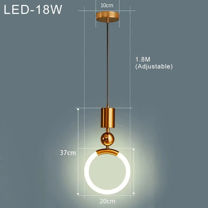 Lisslune | LED Pendant Light Fixture - Nordic Design with Simple Style - Ideal for Dining Room, Kitchen, and Living Room Lighting