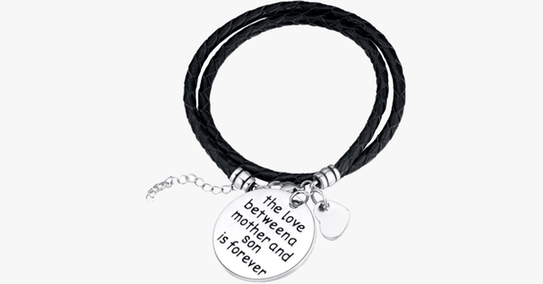 Lisslune | The love between a mother and her son is forever - Hand-stamped bracelets to celebrate mother-son love - Made of vegan leather and zinc alloy charms