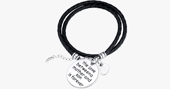 Lisslune | The love between a mother and her son is forever - Hand-stamped bracelets to celebrate mother-son love - Made of vegan leather and zinc alloy charms