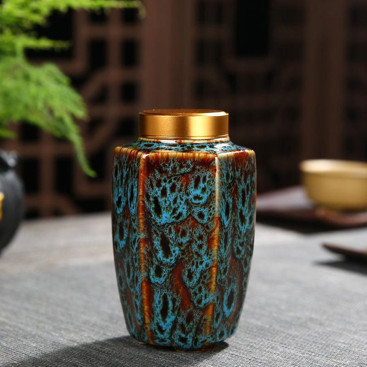 Lisslune | Elegant Vintage Chinese Ceramic Tea Storage Containers - Set of 2 in Green & Black