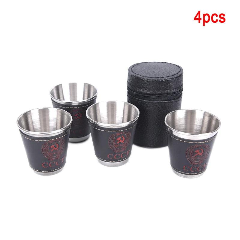 Lisslune | Stylish Outdoor Stainless Steel Travel Mug Set with Elegant PU Leather Case