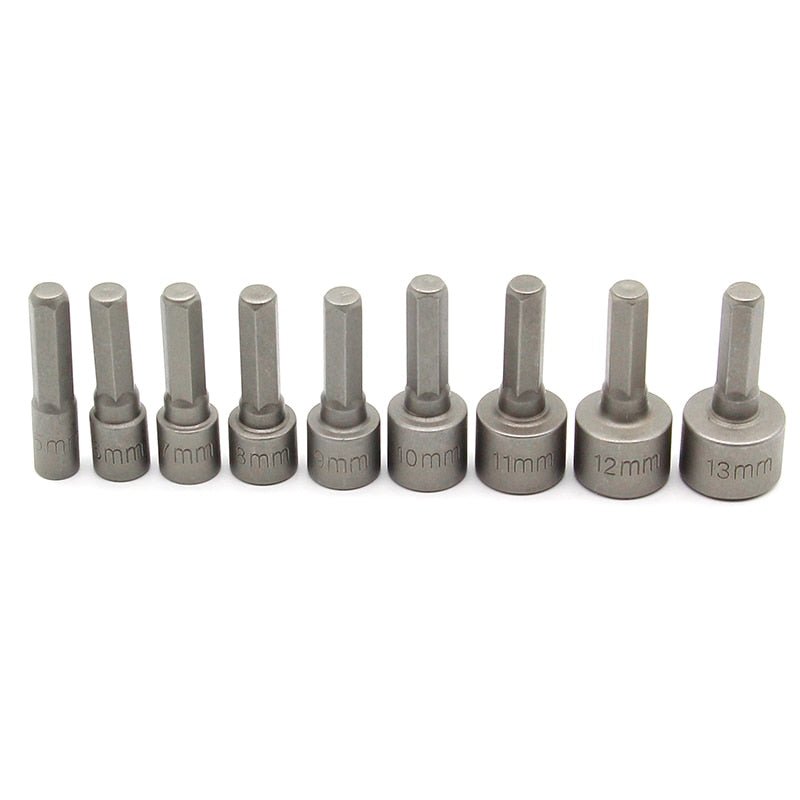 Lisslune | Hexagon Bits, 5-13mm Socket Wrench for Drills (9-Piece Set)