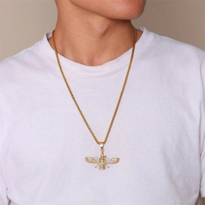Lisslune | Rhinestone Ahura Mazda Zoroastrian Pendant Necklace