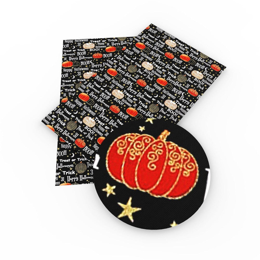 Lisslune | Spooky Pumpkin Patch Leatherette Crafting Fabric - Creative Charm by David Accessories