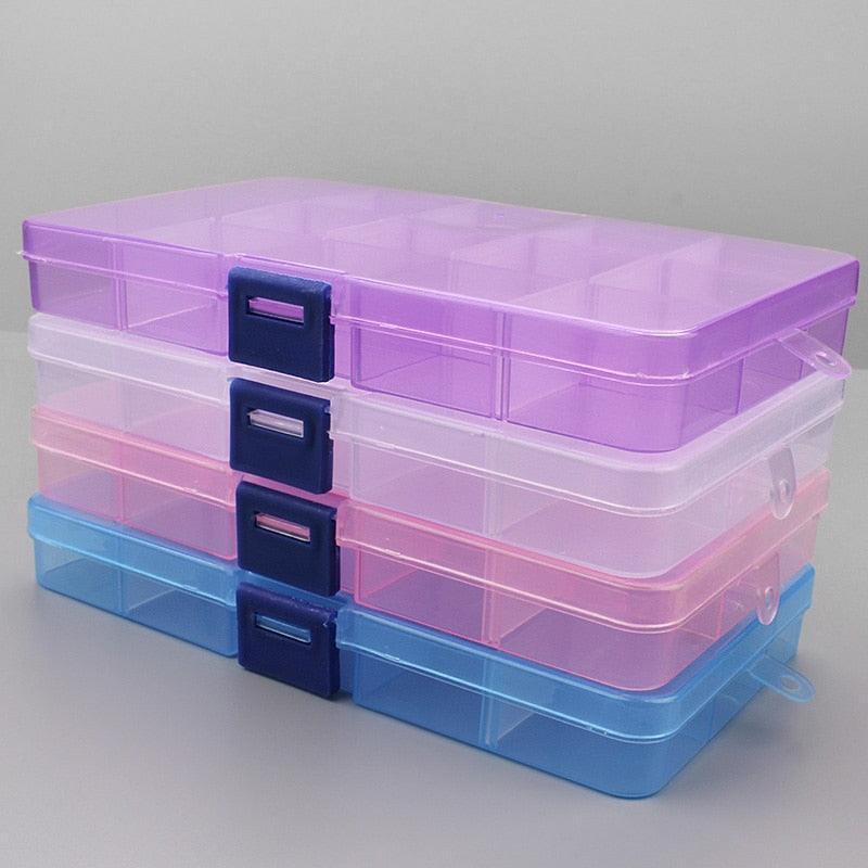 Lisslune | Versatile clear plastic organizer box with adjustable compartments for crafts, jewelry, and tools