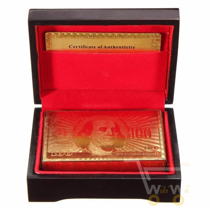 Lisslune | 24K Gold Plated Playing Card with Wooden Box
