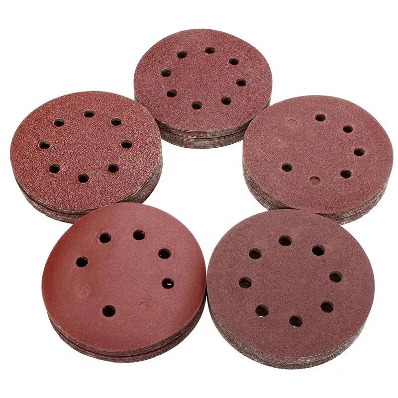 Lisslune | 125mm Premium Sanding Disc Set - 100 mixed grits with 8-hole design for polishing and buffing