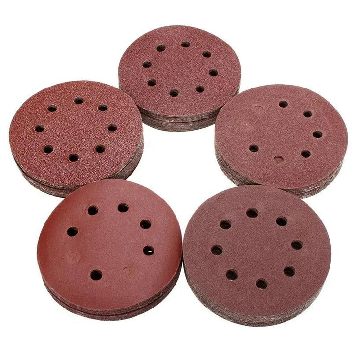 Lisslune | 125mm Premium Sanding Disc Set - 100 mixed grits with 8-hole design for polishing and buffing
