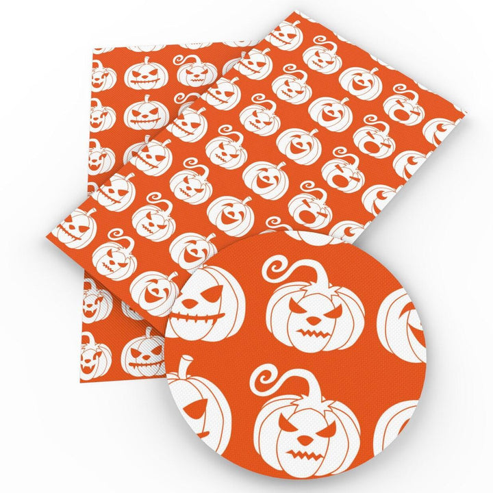 Lisslune | Spooky Pumpkin Patch Leatherette Crafting Fabric - Creative Charm by David Accessories