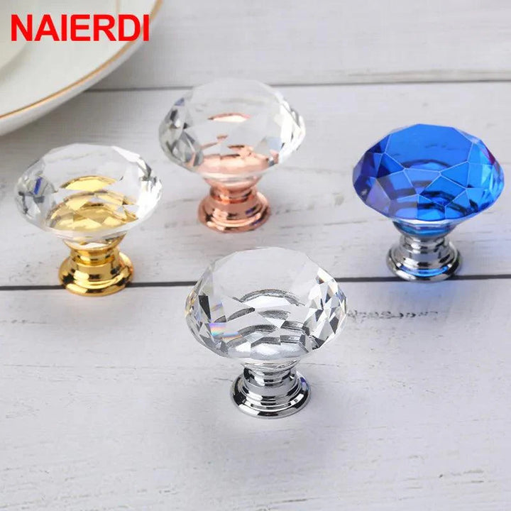 Lisslune | Luxurious diamond-shaped glass knobs with elegant gold accents to enhance home decor