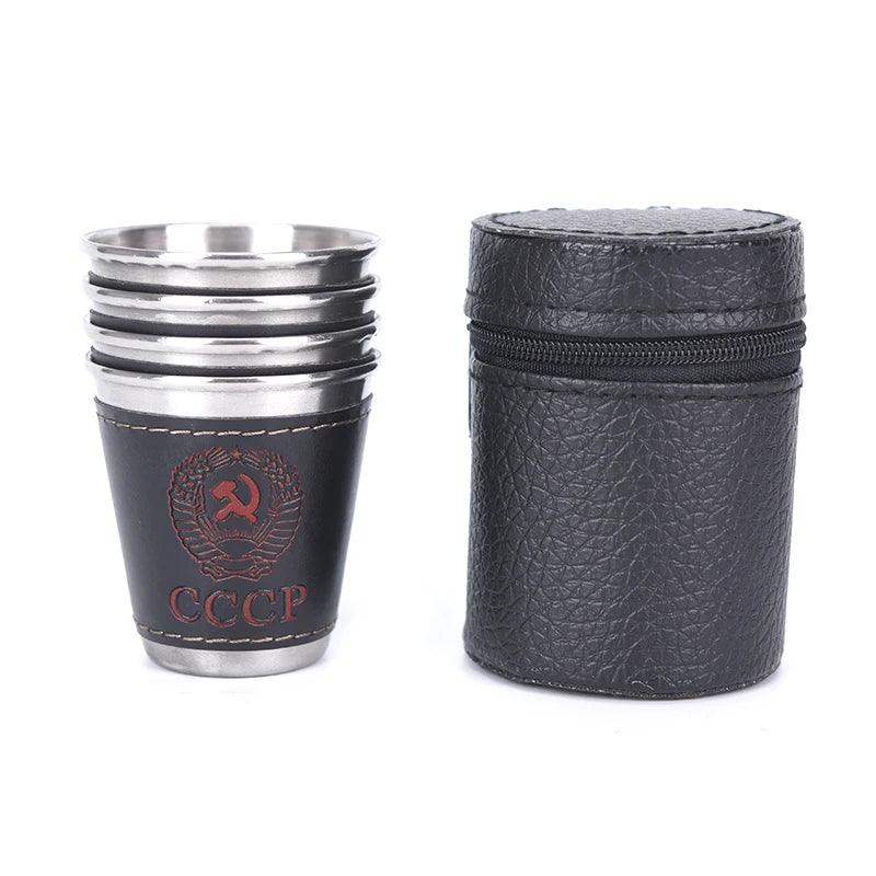 Lisslune | Stylish Outdoor Stainless Steel Travel Mug Set with Elegant PU Leather Case