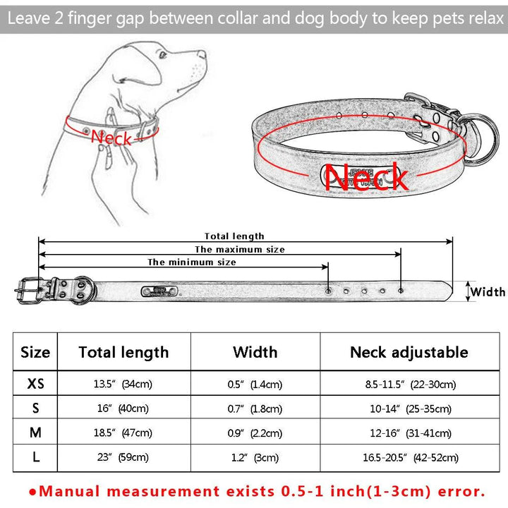 Lisslune | Customizable engraved leather dog collar for small to medium breeds - Personalized with name and contact information
