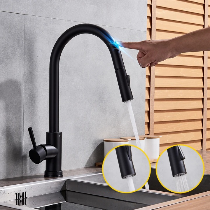 Lisslune | SmartTouch | Kitchen Faucet with Touch Sensor and Pull-Out Spray Head – Brushed Nickel