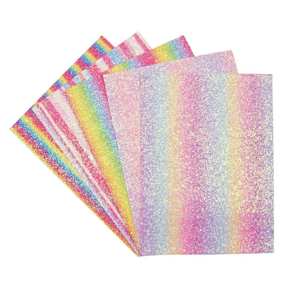 Lisslune | Iridescent Rainbow Glitter Synthetic Leather Leaves for Elegant DIY Masterpieces
