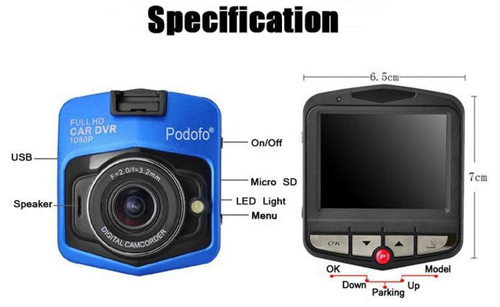 Lisslune | Dash Cam Full HD 1080P + 16GB Card