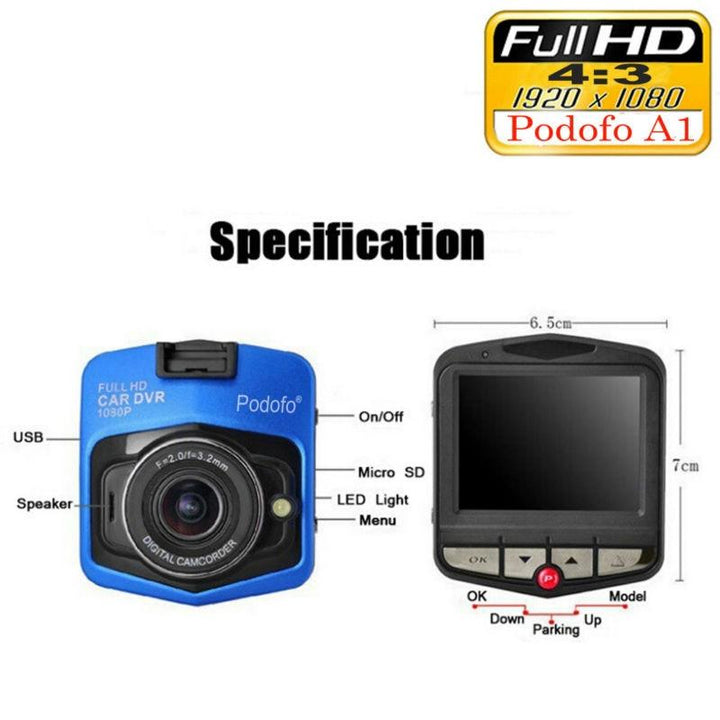 Lisslune | Dash Cam Full HD 1080P + 16GB Card