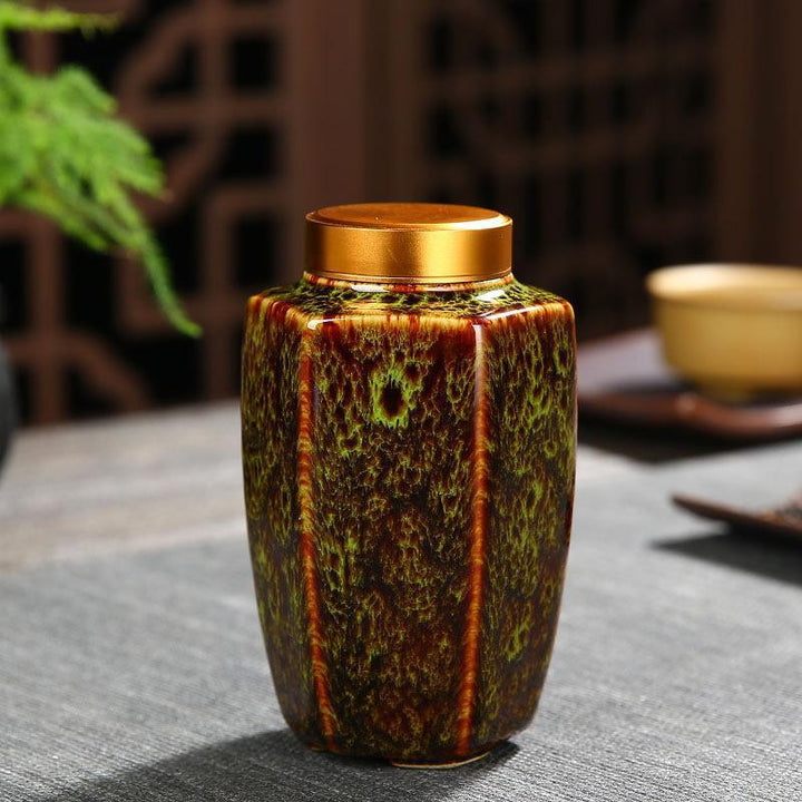 Lisslune | Elegant Vintage Chinese Ceramic Tea Storage Containers - Set of 2 in Green & Black