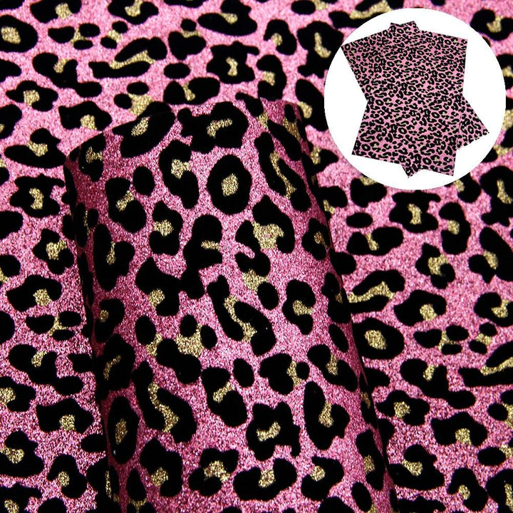 Lisslune | Sparkling Leopard Velvet Fabric Set - Perfect for Trendy DIY Creations