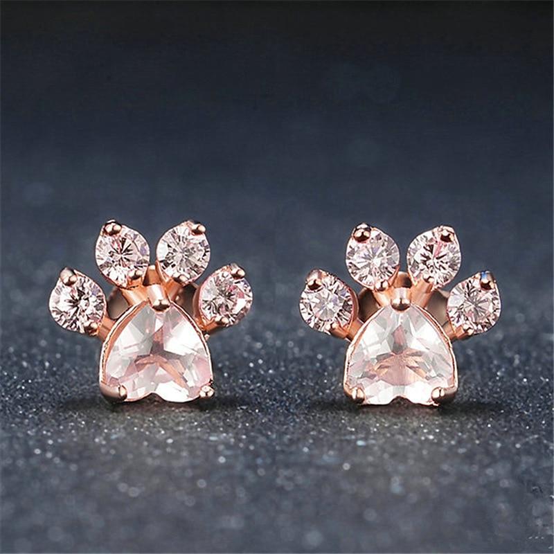 Lisslune | Earrings Cat Paw Rose Quartz (1 Pair)