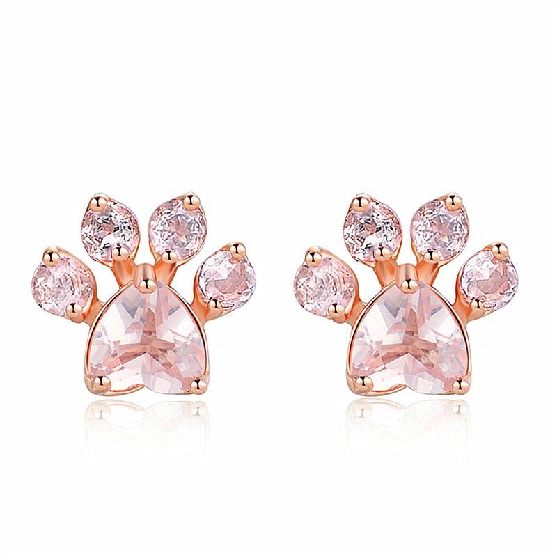 Lisslune | Earrings Cat Paw Rose Quartz (1 Pair)